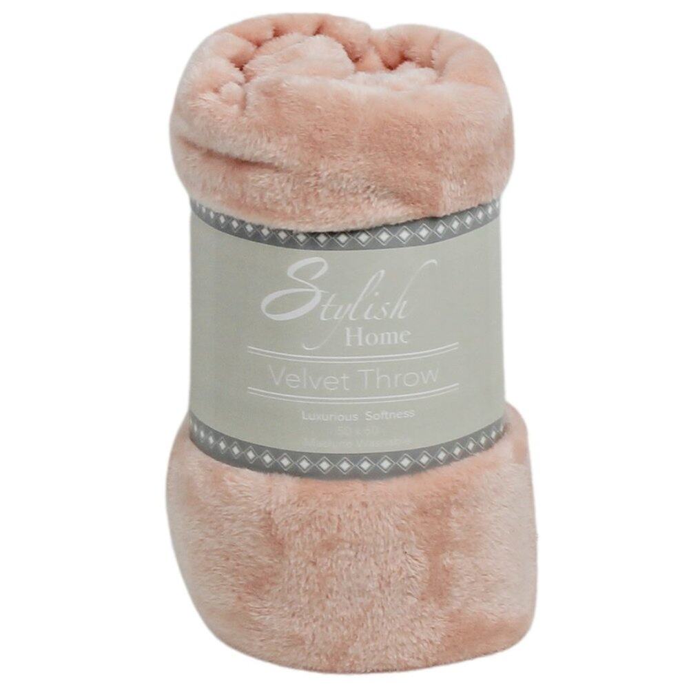 Stylish Home Velvet Throw Plush Lightweight Throw 50"X 60" Peach Frost